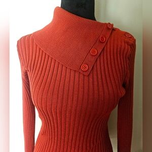 Rust Color Turtleneck Sweater